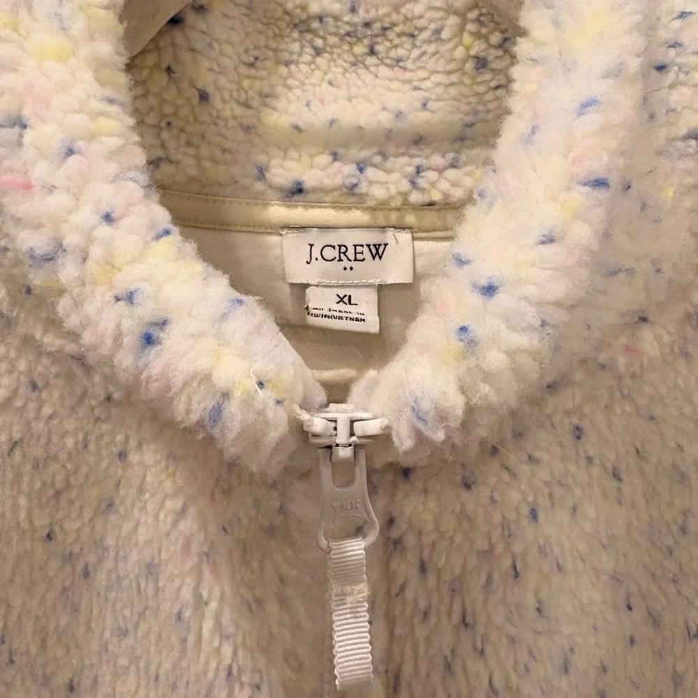 J. Crew Womens Confetti Flecked Cozy Sherpa Zip Jacket Coat XL B#1